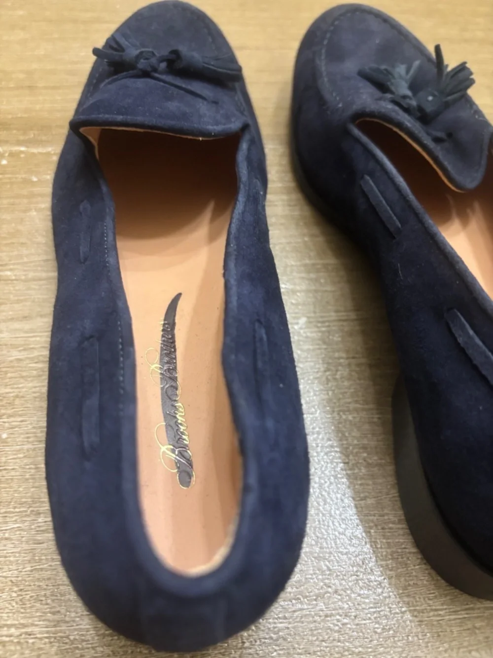 Brooks Brothers Tassel Suede Loafers Navy Men 6.5 Made in Italy Quiet Luxury
